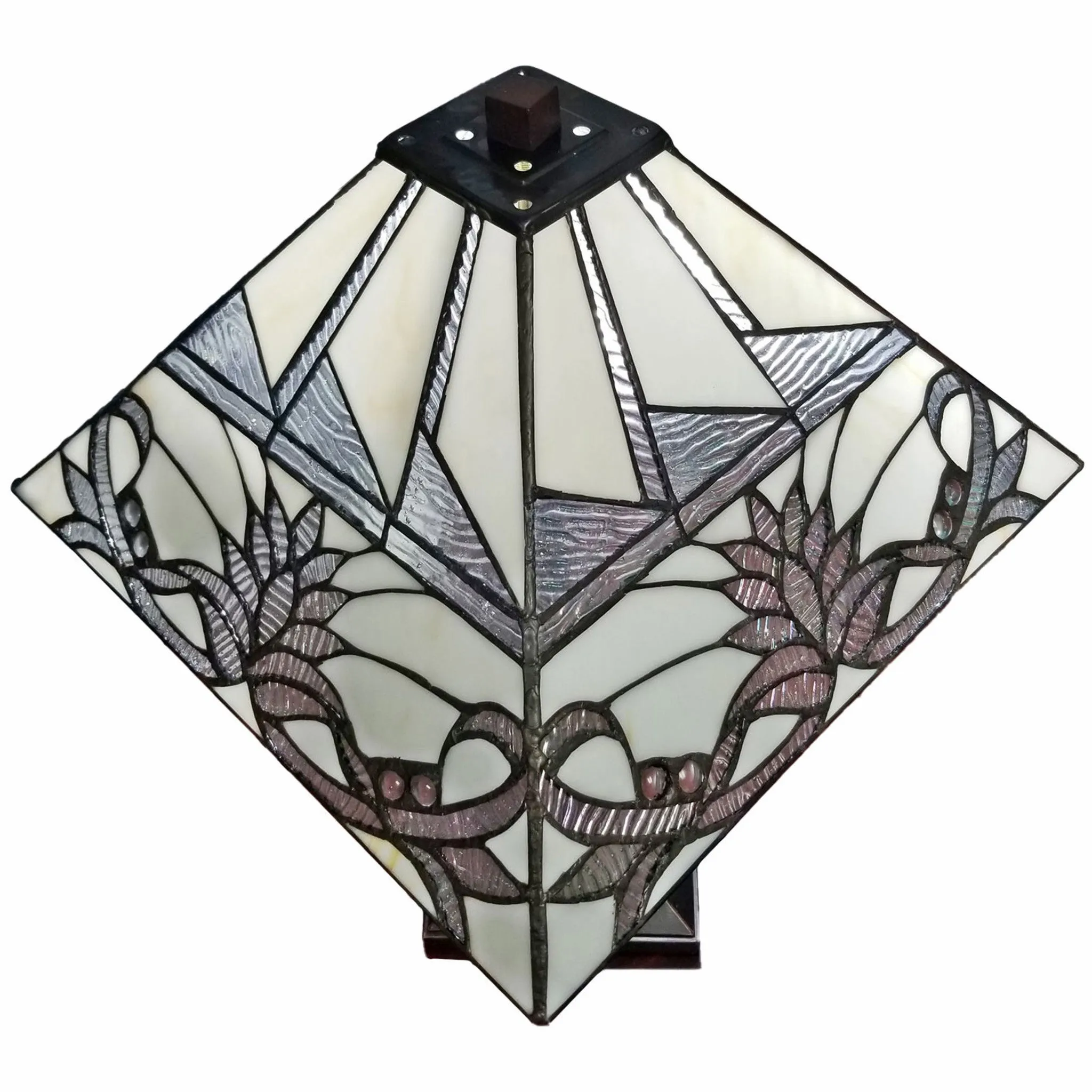 23" Stained Glass White Floral Two Light Mission Style Table Lamp By Homeroots