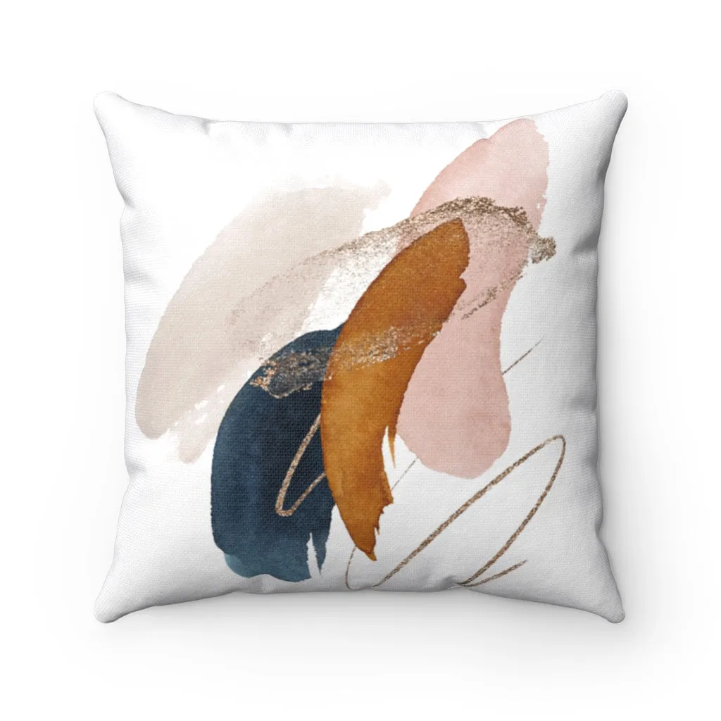 Abstract Boho Pillow Cover | Brown Navy Blue Cream Blush Pink