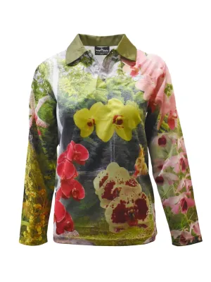 Adult Sun Safe Long Sleeve Gardening Tropical Shirts - Orchids