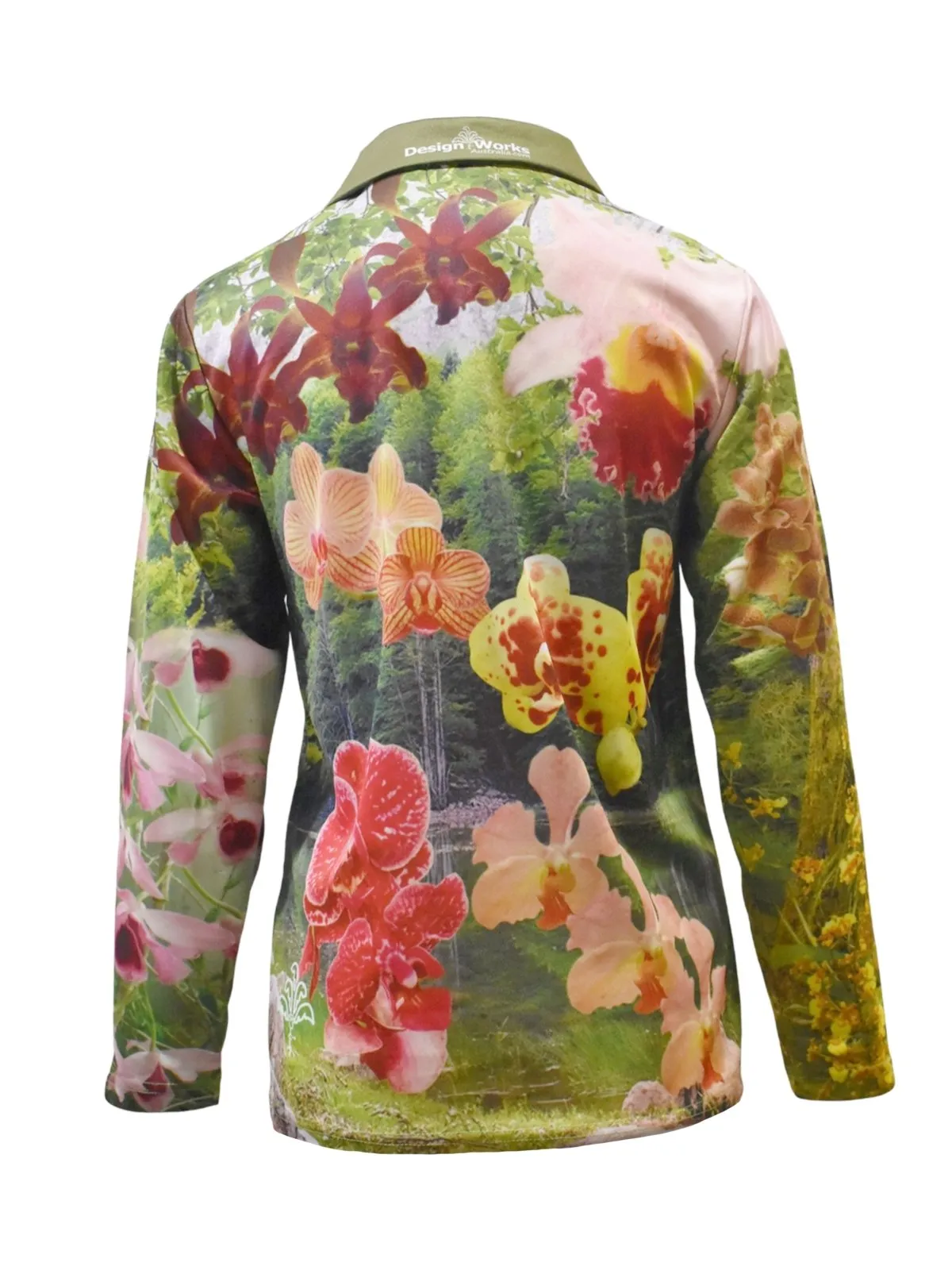 Adult Sun Safe Long Sleeve Gardening Tropical Shirts - Orchids