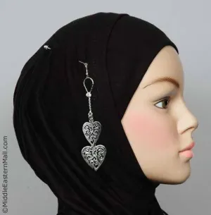 Ajoure Heart Hijab Pin # 16 in  Silver Tone