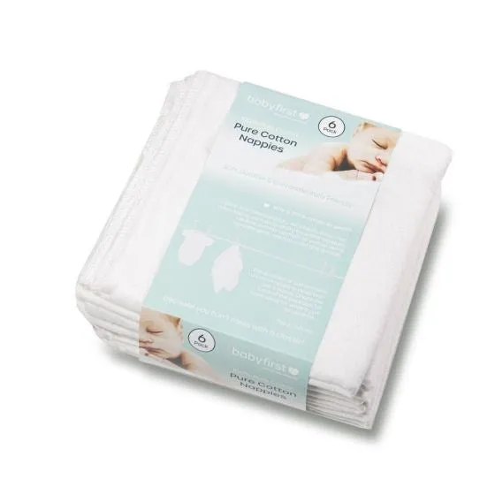 Baby First 6 Pk Cloth Nappies