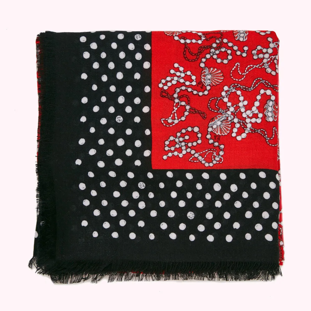 BLACK SHELLS AND PEARLS MODAL SCARF