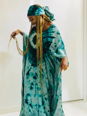 Boubou Kaftan Green & Blue