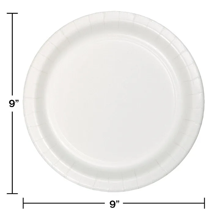 Bulk White Sturdy Style 8.75 inch Paper Dinner Plates (240 per Case)