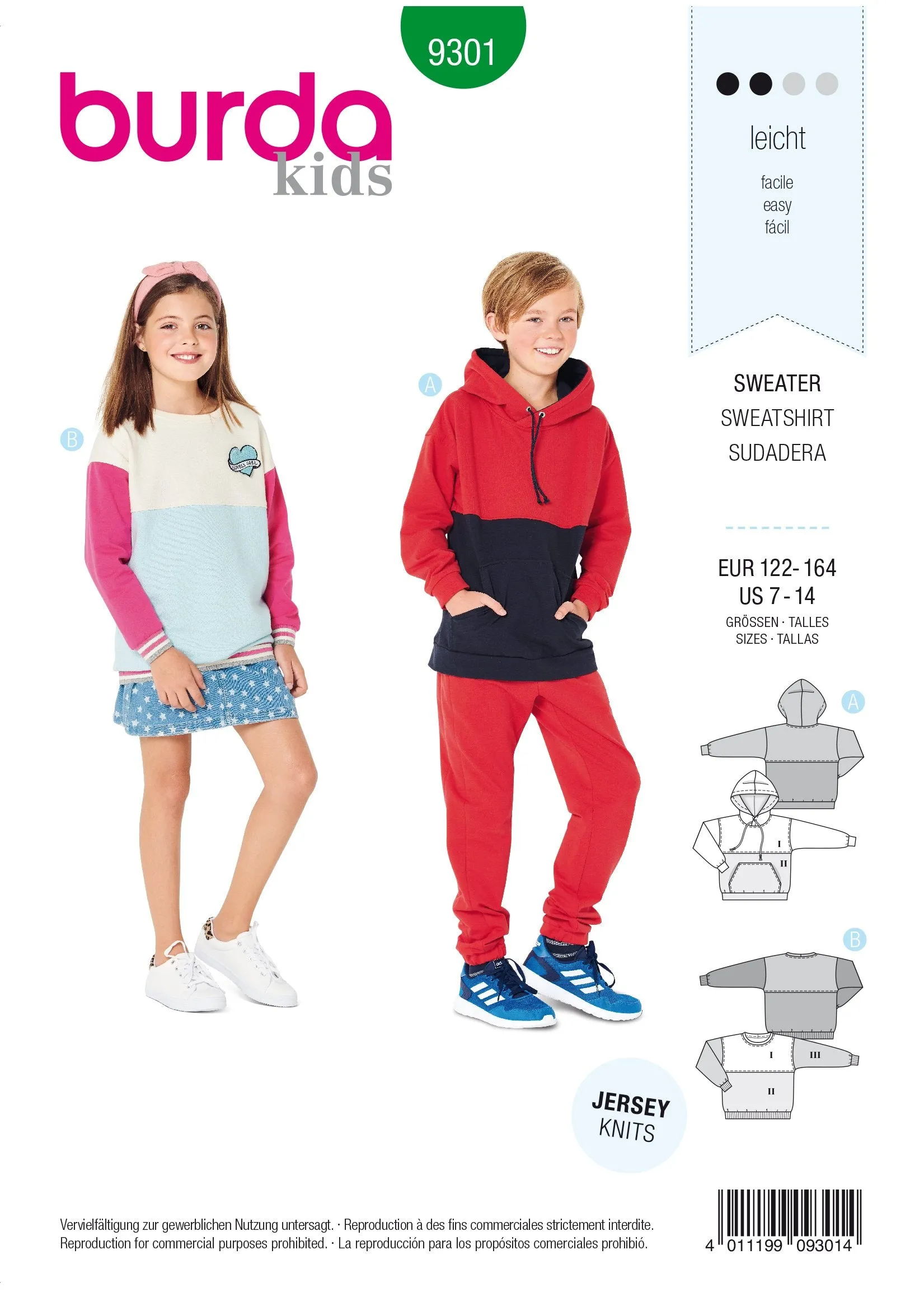 Burda Pattern 9301 Children's Sweater – Unisex Hoodie