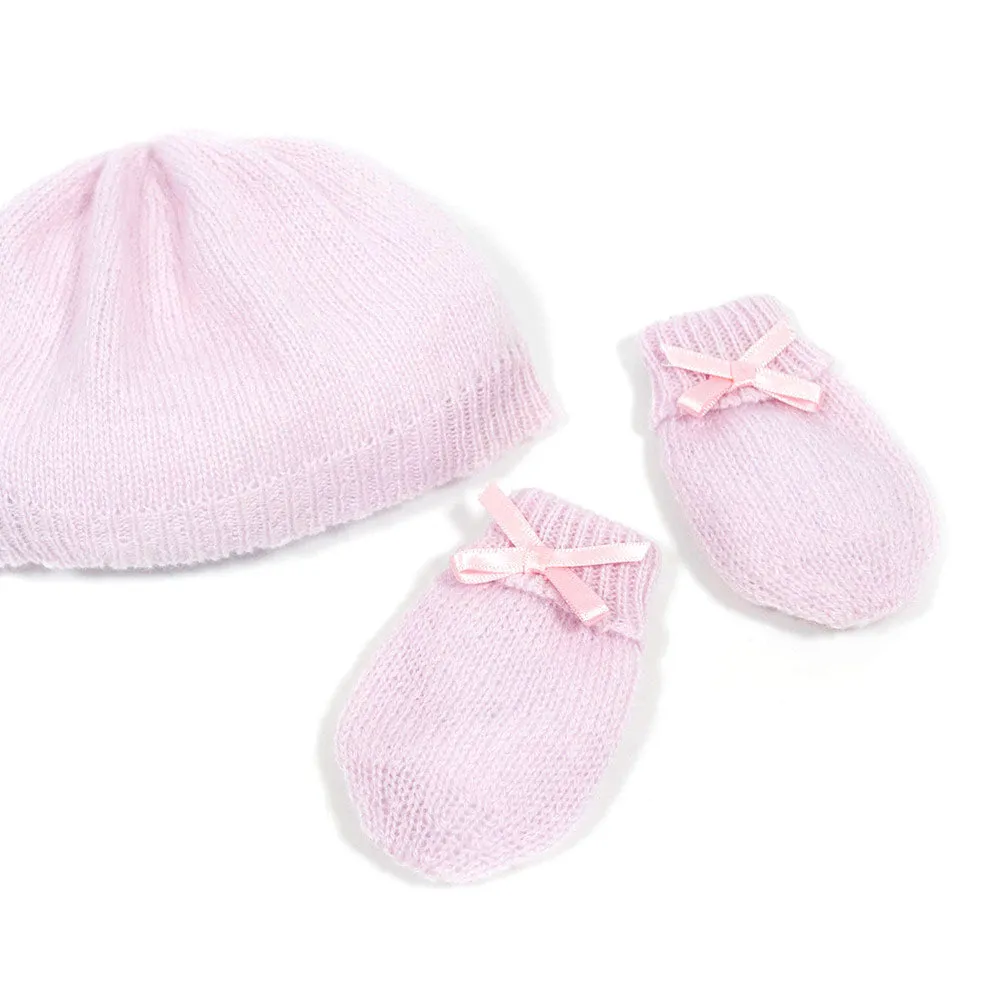 Cashmere Baby Hat and Mittens - Pink