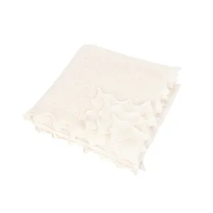 Ultra-Soft Cream Cashmere Baby Shawl with Polka Dot Design