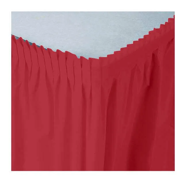 Classic Red Plastic Table Skirt