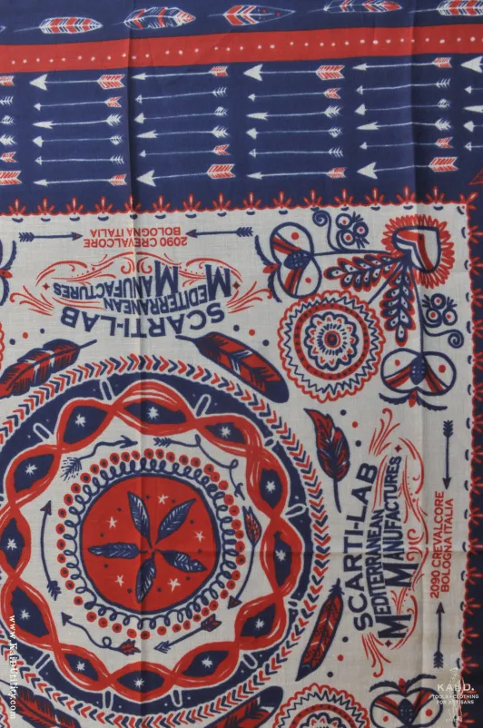 Cotton Bandana - Navy/Red