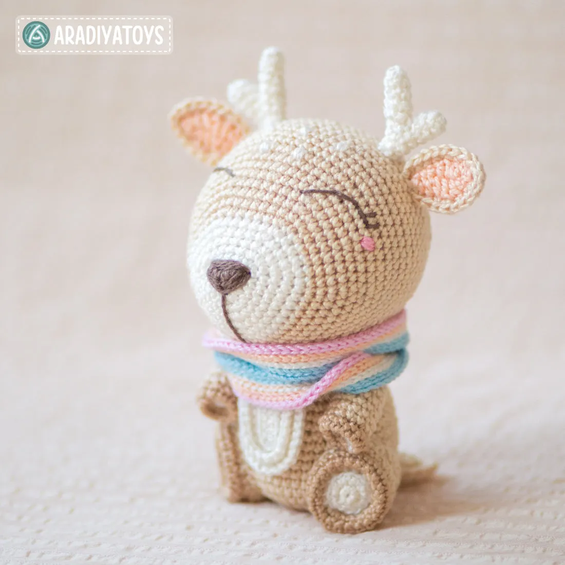 Crochet Pattern of Deer Kira from "AradiyaToys Design" (Amigurumi tutorial PDF file) / cute deer crochet pattern by AradiyaToys