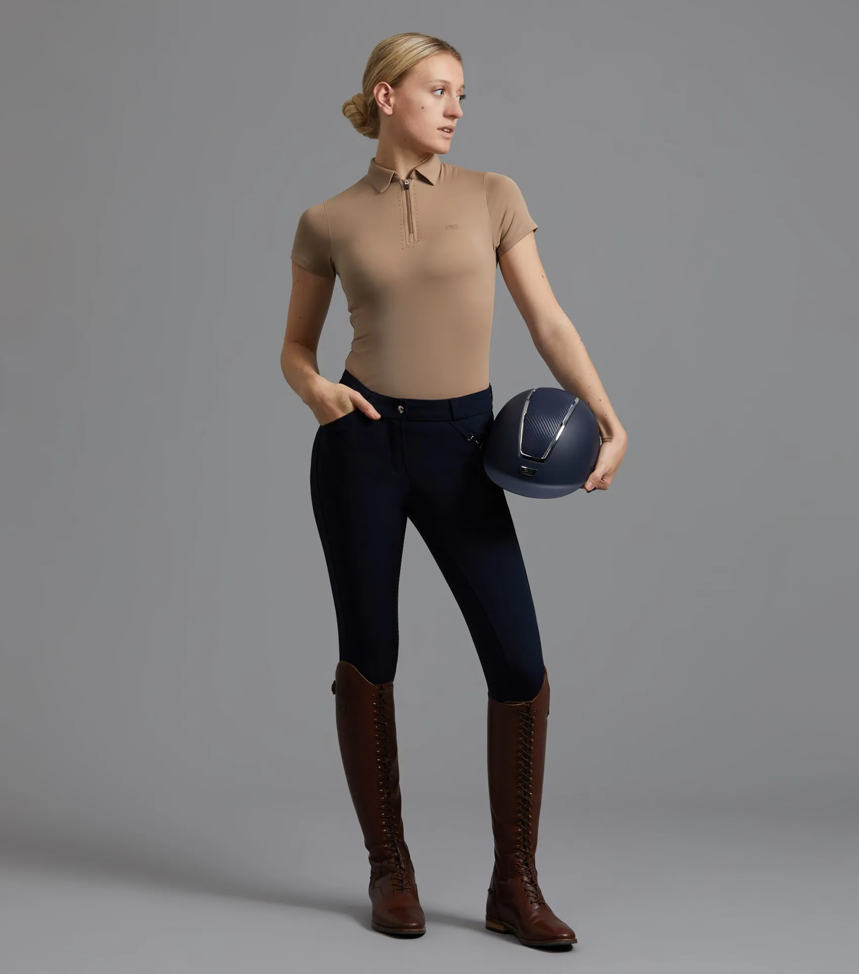 Delta Ladies Full Seat Gel Riding Breeches Navy