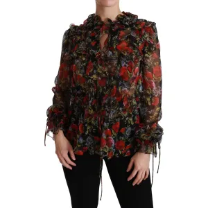 Dolce & Gabbana Elegant Floral Silk Long Sleeve Blouse