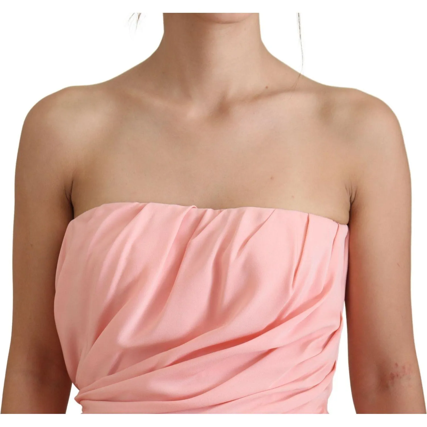 Dolce & Gabbana Elegant Pink Strapless Midi Silhouette