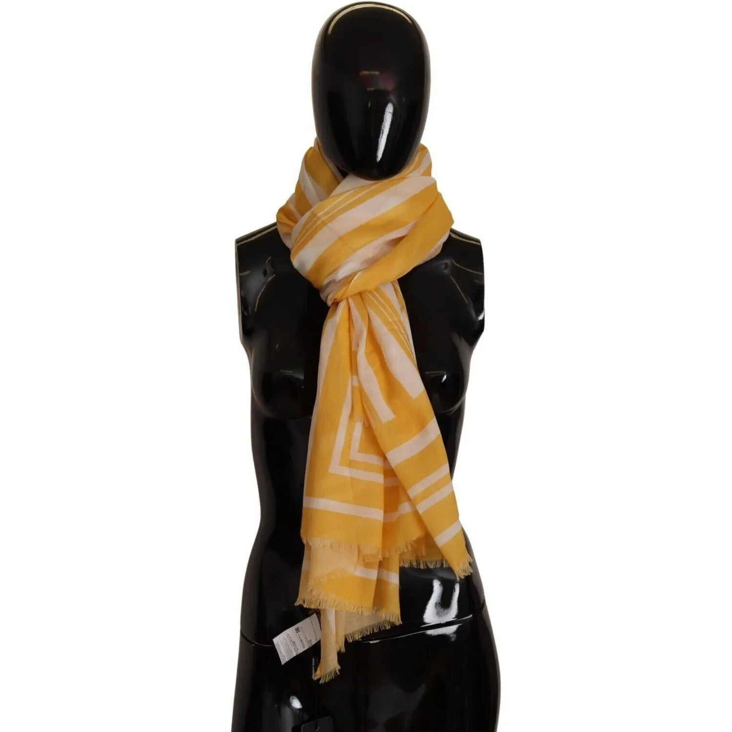 Dolce & Gabbana Elegant Striped Cotton Scarf with Logo Print