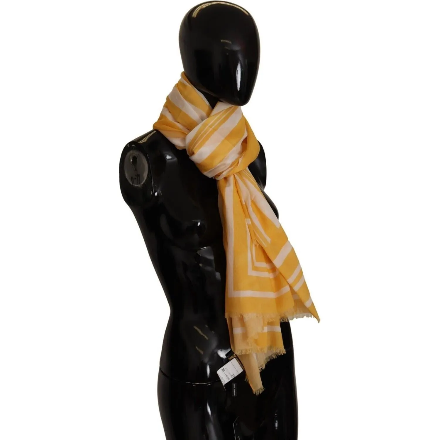 Dolce & Gabbana Elegant Striped Cotton Scarf with Logo Print