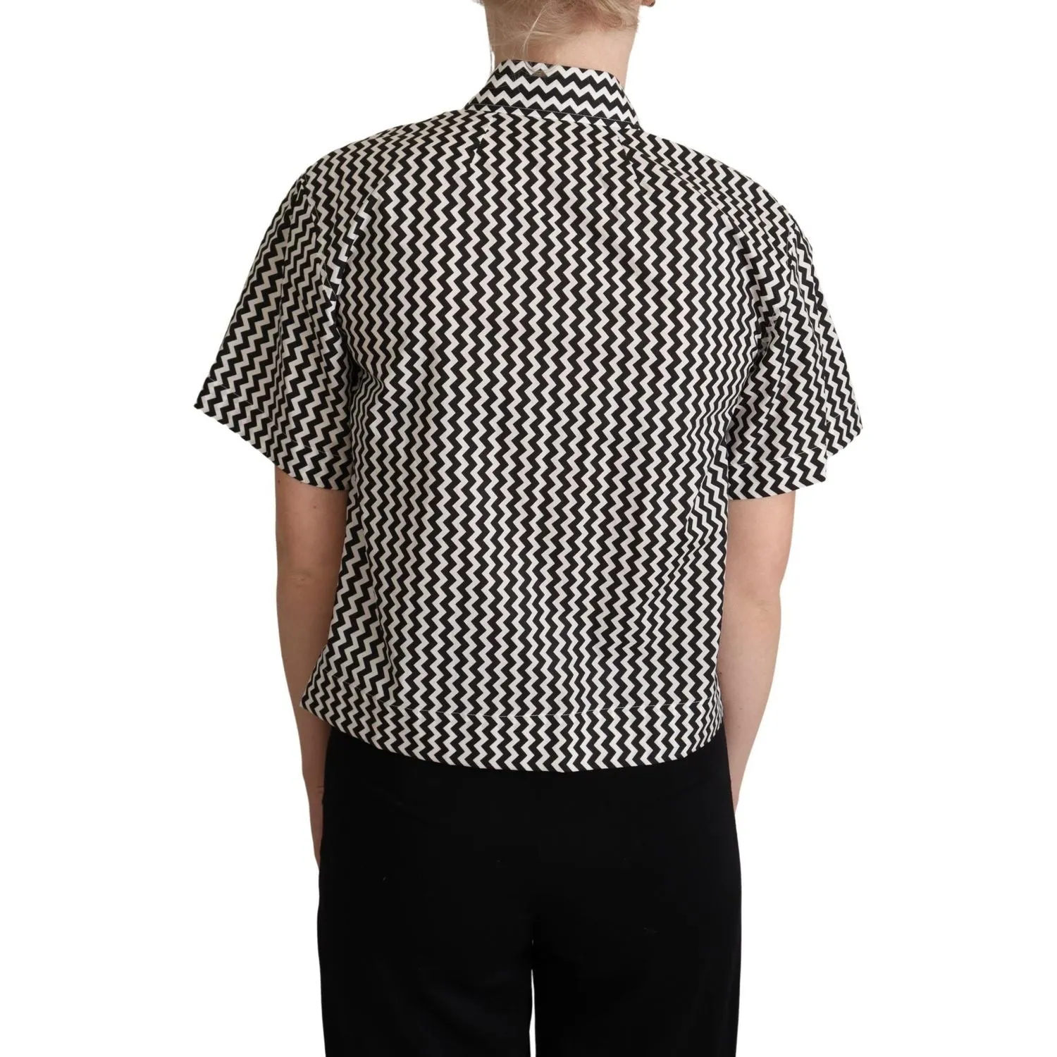 Dolce & Gabbana Zigzag Elegance Cotton Polo Top