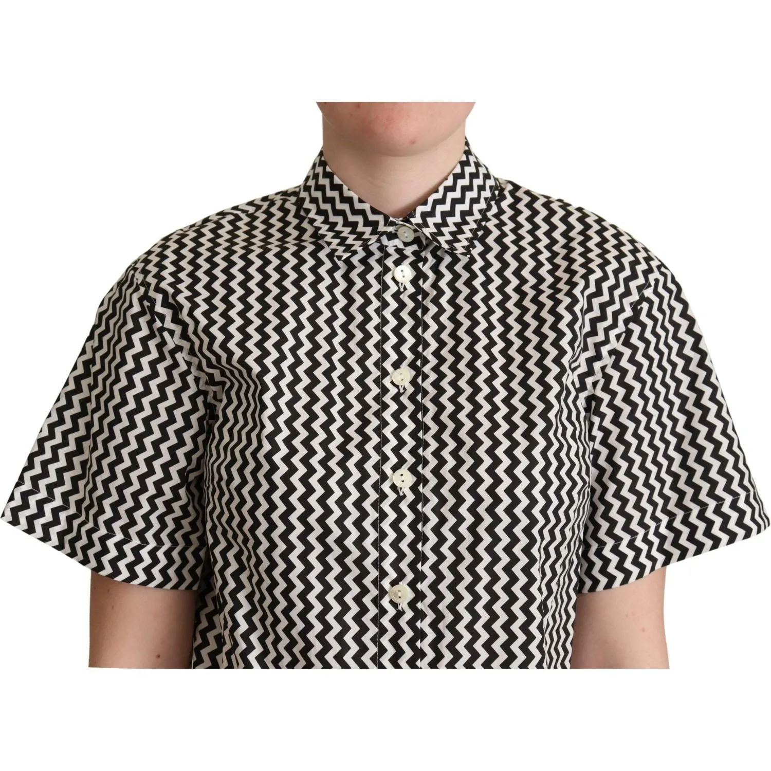 Dolce & Gabbana Zigzag Elegance Cotton Polo Top