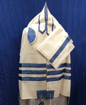 Elegant Blue Silk Ribbons Tallit Set