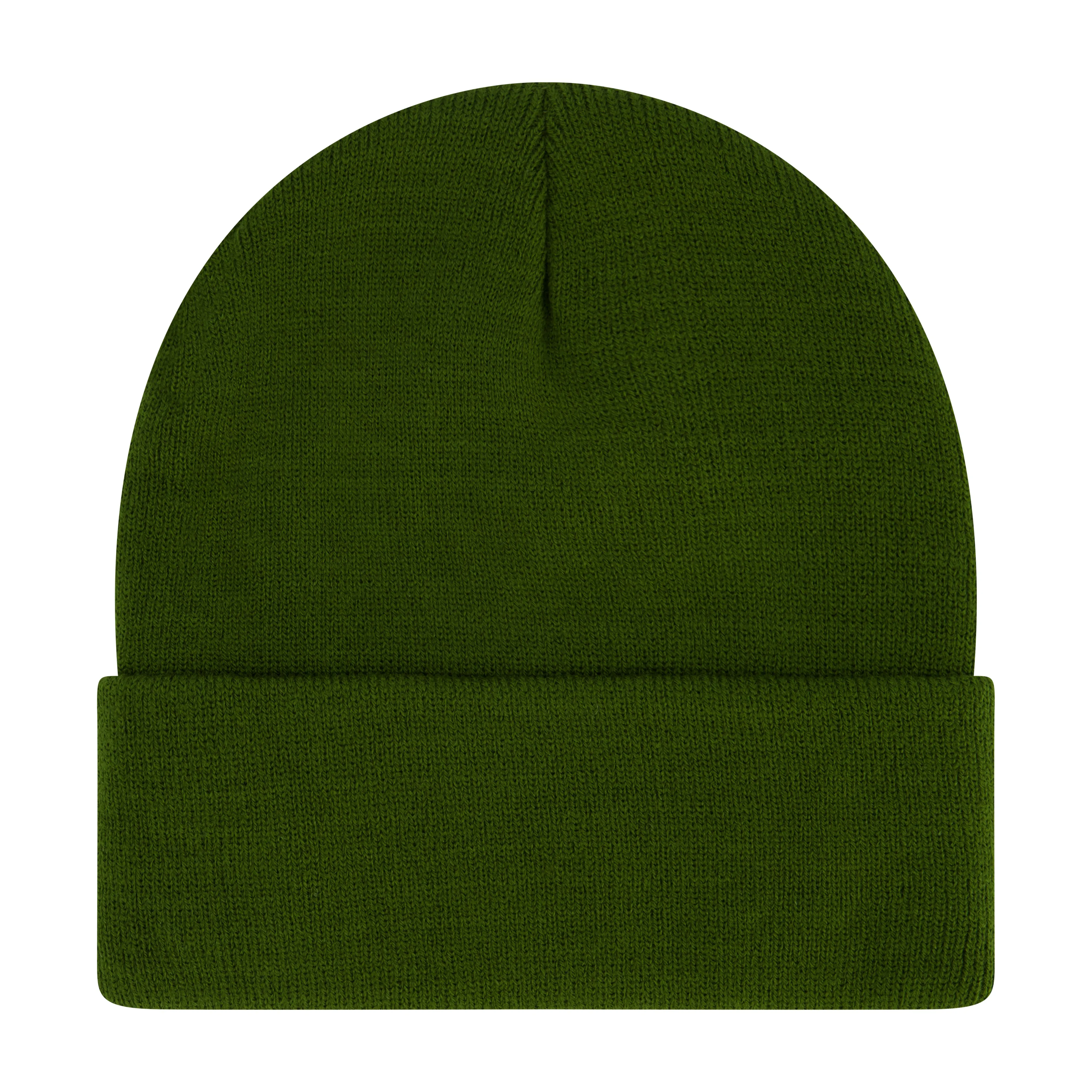 Elowel Beanie Hats for Men and Women - 100% Acrylic Thick Thermal Knit Skull Beanie Winter Hat - Unisex Cuffed Plain Army Green Beanie Hat