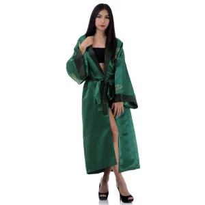 Emerald Dragon Reversible Kimono Robe for Women