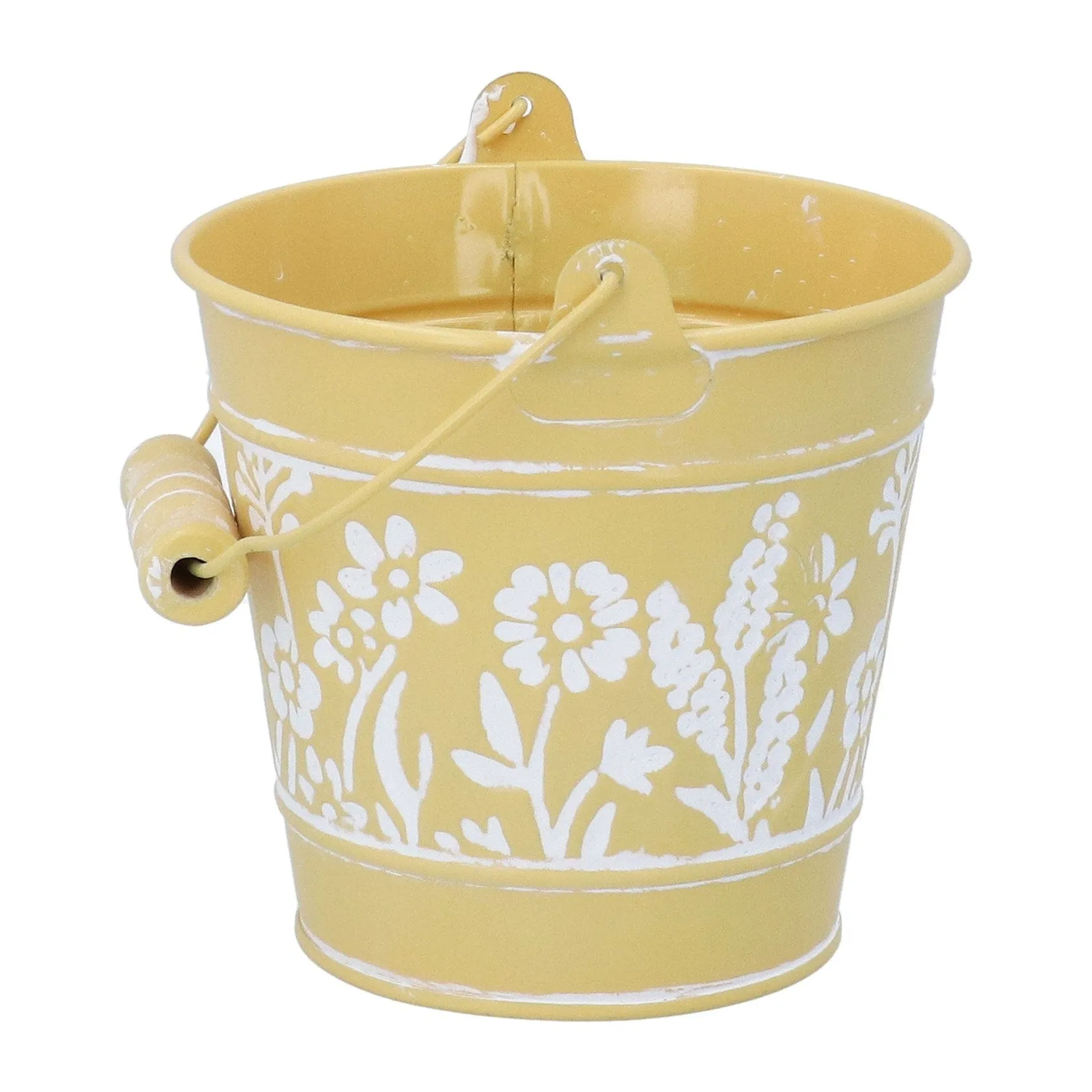 Floral Embossed Metal Bucket Easter Decoration