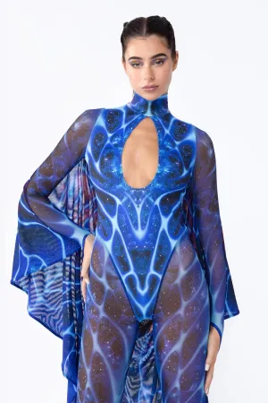 Futuristic Keyhole Winged Catsuit - Galactic Stream Inspired