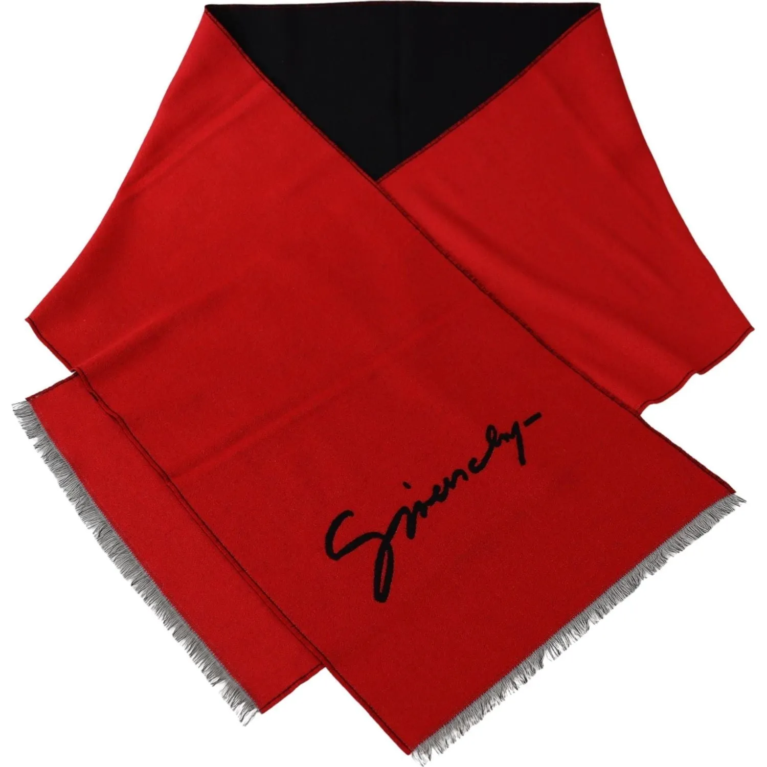 Givenchy Elegant Red Wool Blend Unisex Scarf