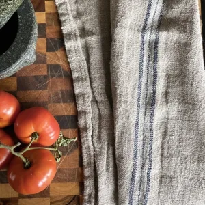 Handloomed Linen Tea Towel (Blue Stripe)