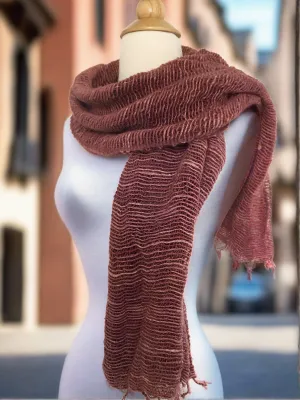 Handwoven Open Weave Cotton Scarf - Clove