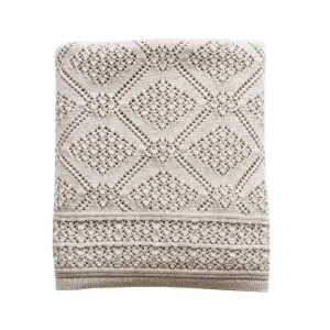 Heirloom Merino Baby Blanket Geometric Pattern - Oatmeal