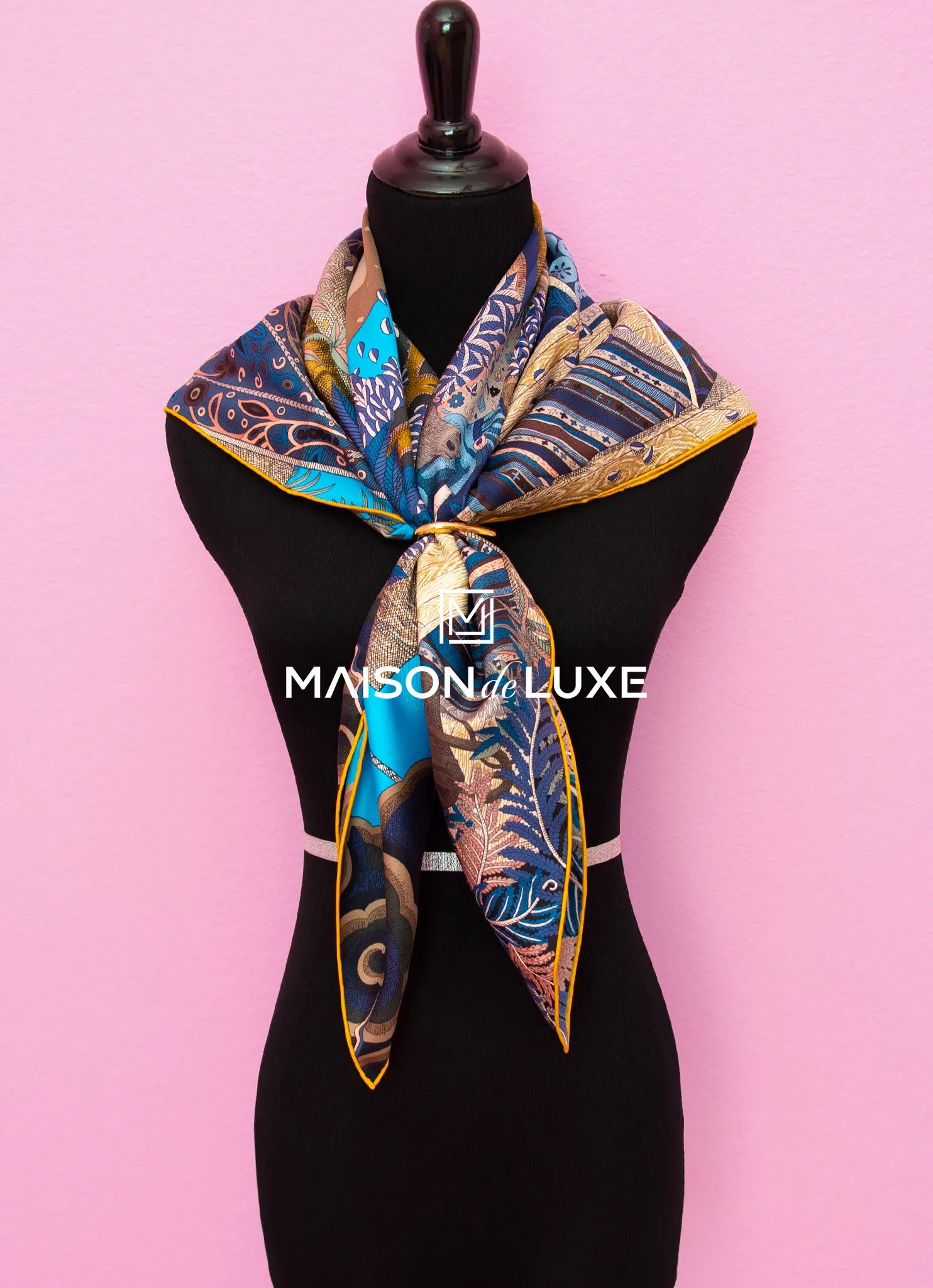 Hermes "Acte III, Scene I, La Clairiere" Turquoise Twill Silk 90 cm Scarf