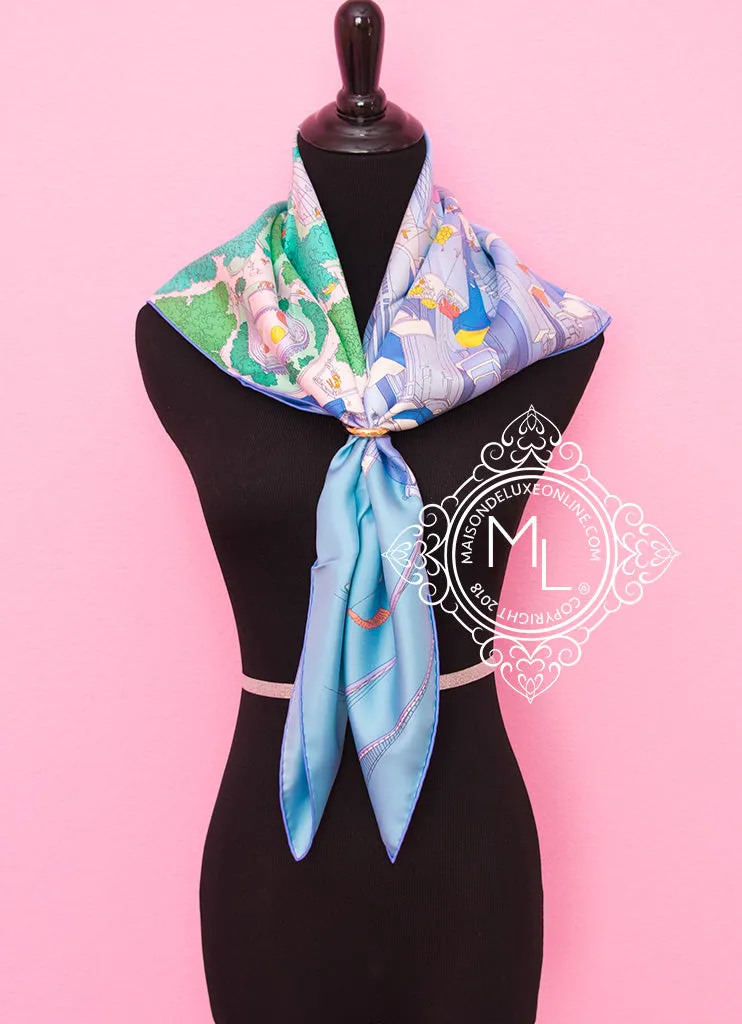 Hermes "The Battery Park New York" Twill Silk 90 cm Scarf