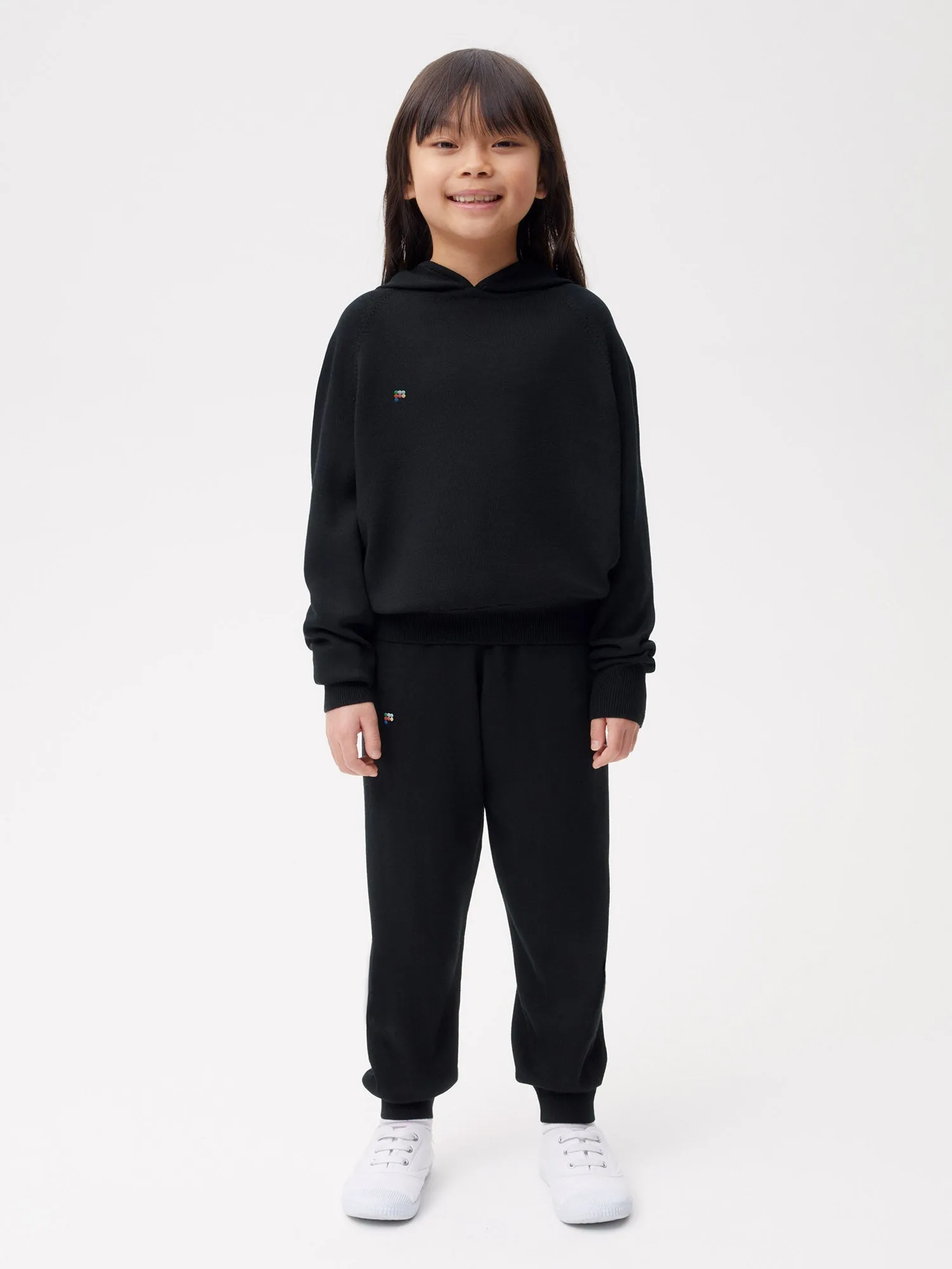 Kids Merino Wool Hoodie—black