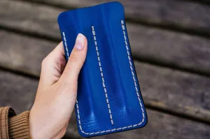 Leather Double Fountain Pen Case / Pen Sleeve - Blue