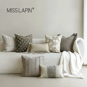 Modern Light Luxury M Gray Green Series Pillow Combination Living Room Sofa Model Room Bedside Throw Pillowcase Soft Decoration