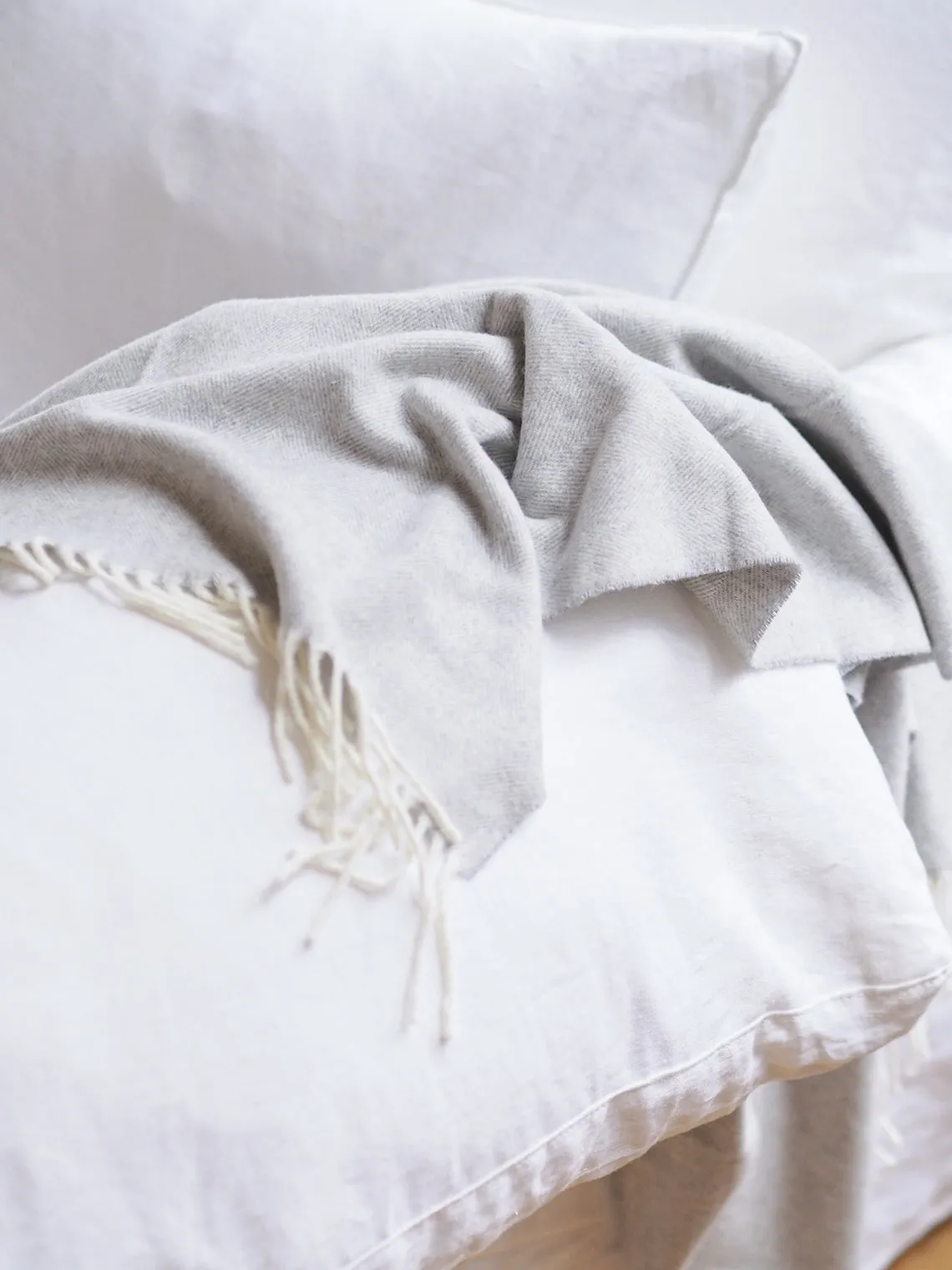 Monroe Light Grey Herringbone Throw