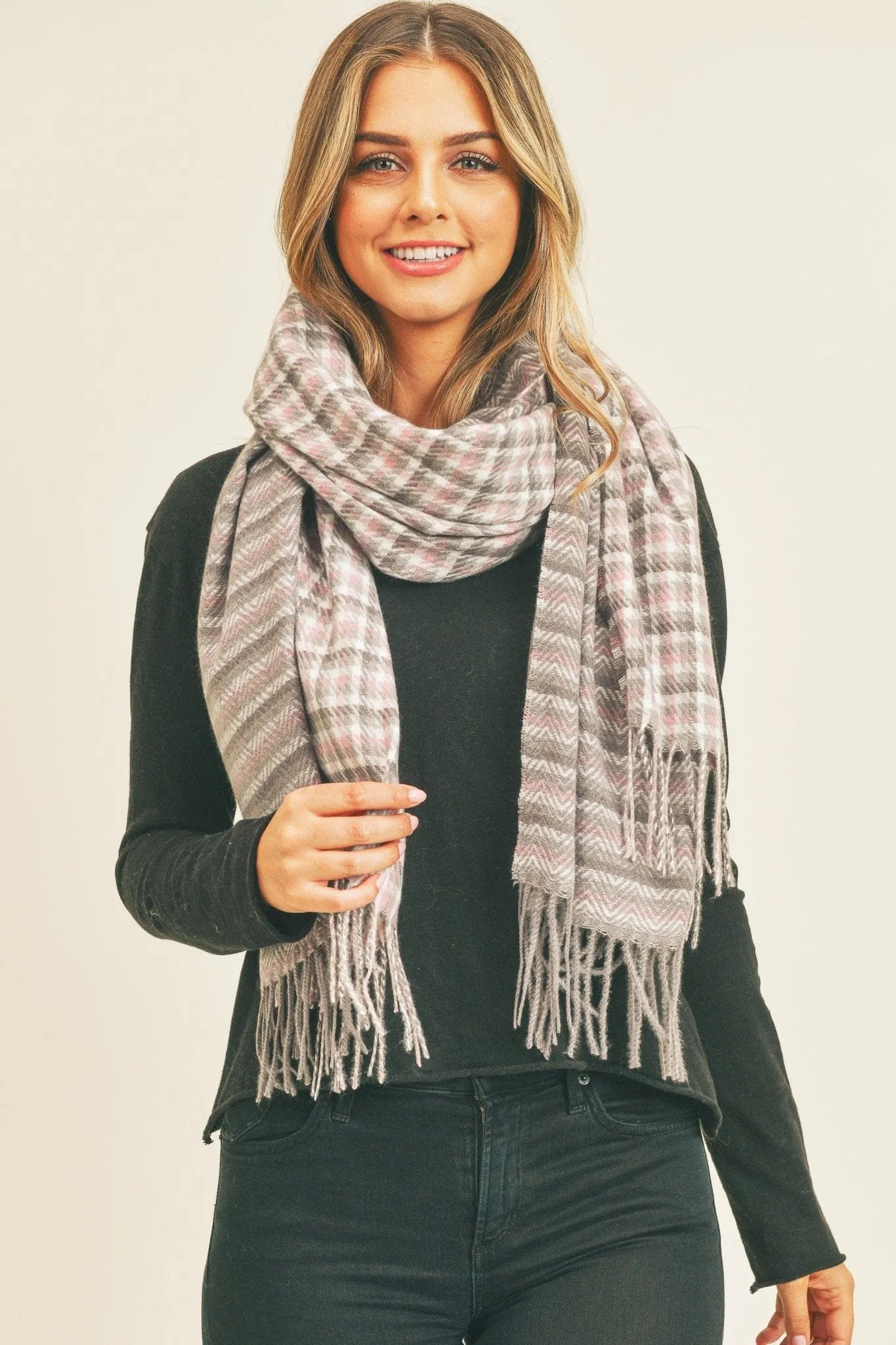 MS0266 Rachel Houndstooth Chevron Print Scarf