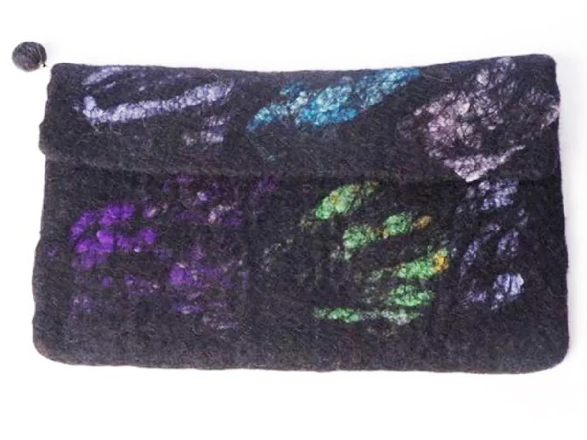 Nuno Felted Wool Silk Collage Clutch One-Of-A-Kind