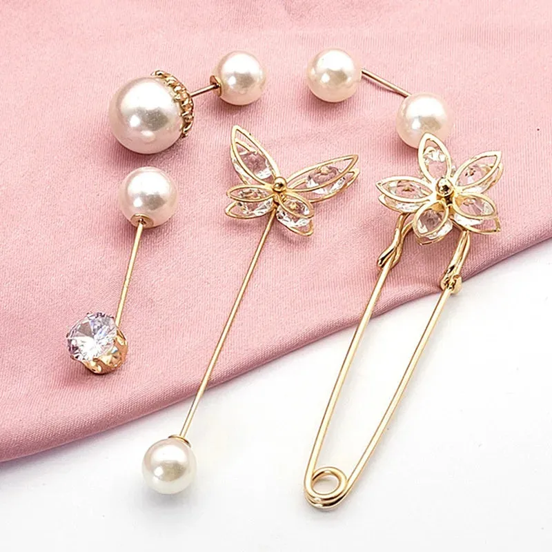 Pearl Charm Button Brooch