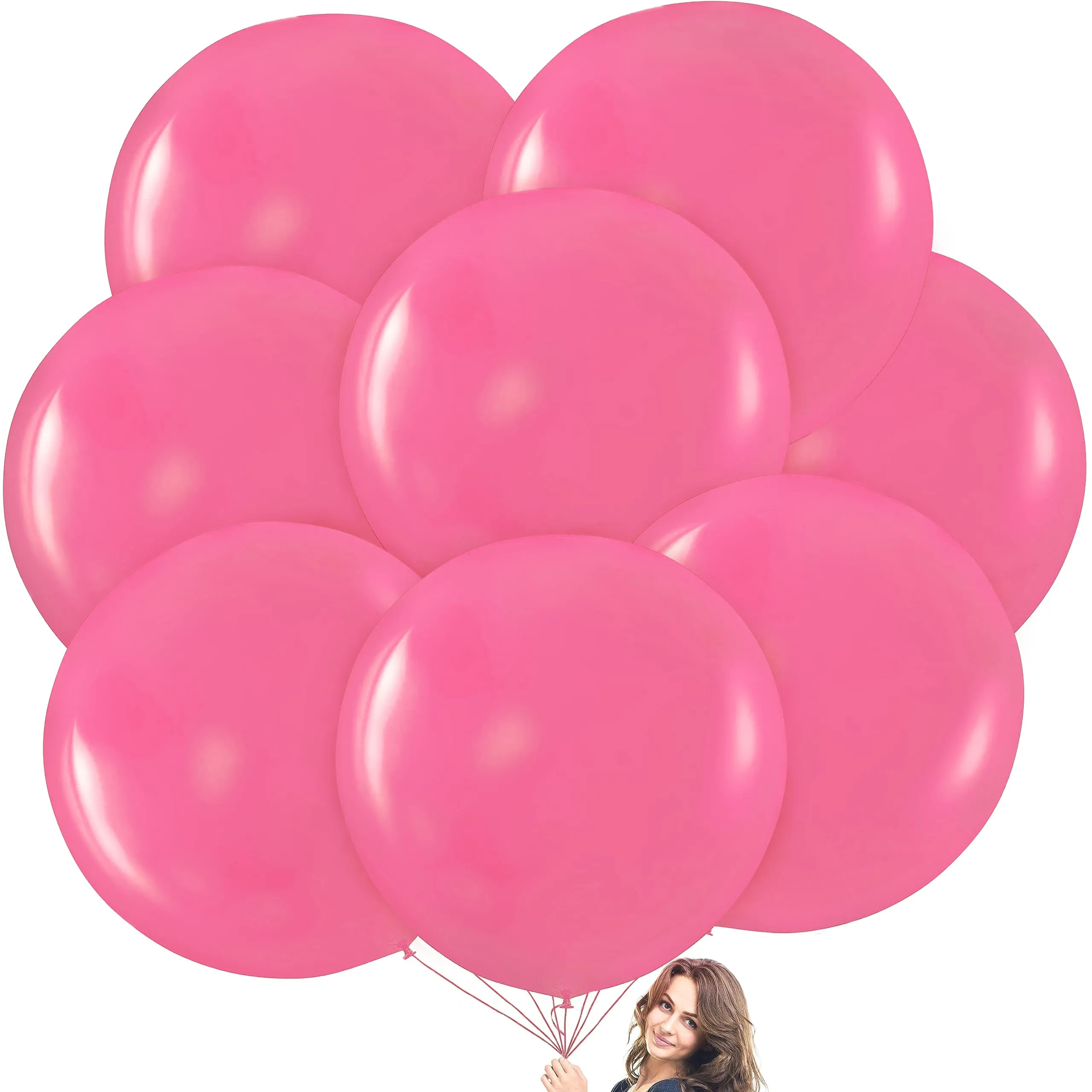 Pink Giant Balloons - 8 Jumbo 36 Inch Pink Balloons For Photo Shoot, Wedding,