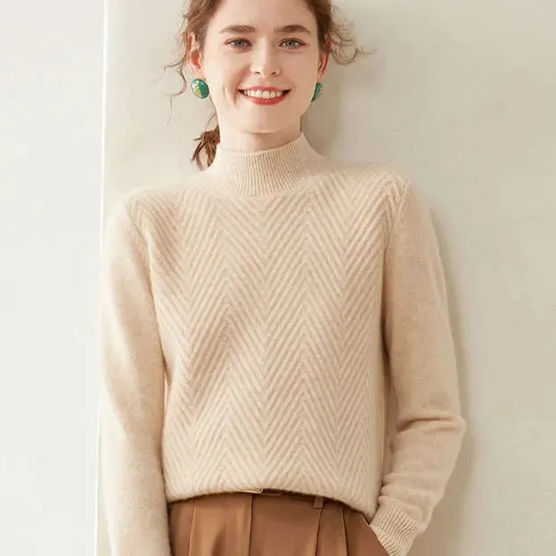 Pullover Mock Neck Sweater Short Loose