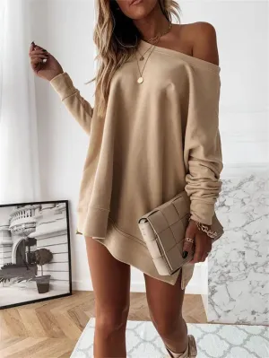 Pure Color Long-sleeved All-match Loose-fitting Sweatshirt