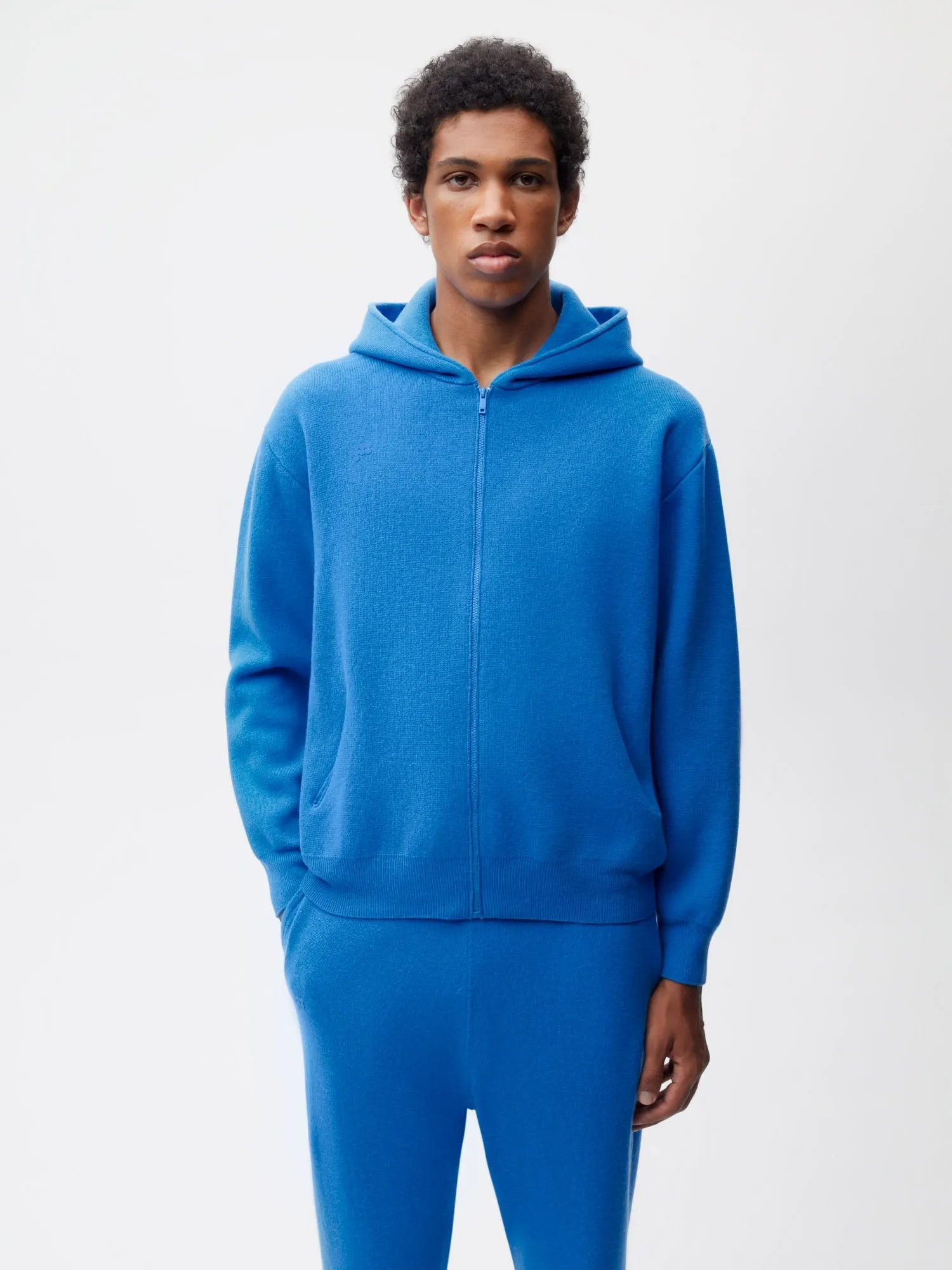 Recycled Cashmere Zipped Hoodie—cerulean blue