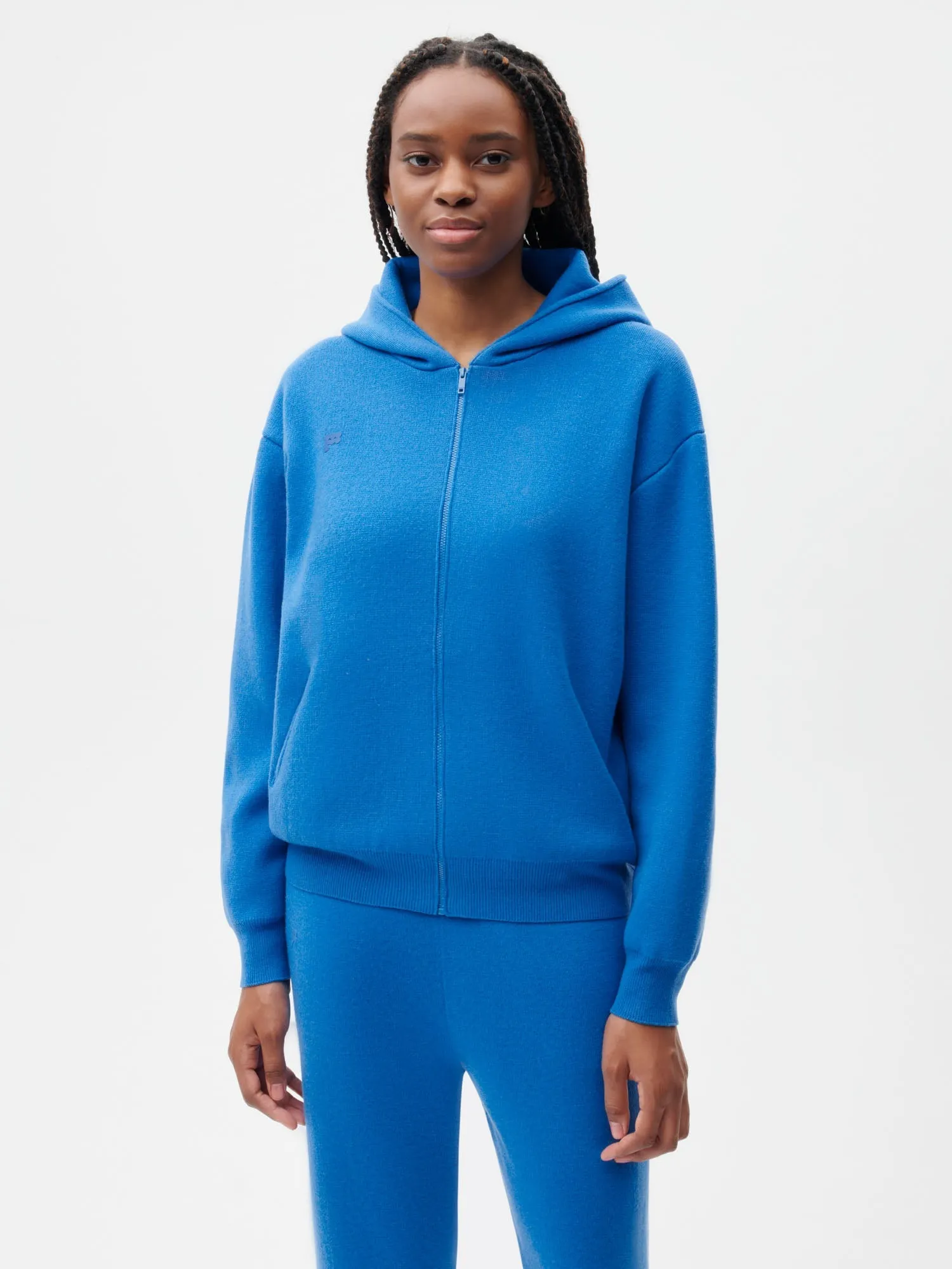 Recycled Cashmere Zipped Hoodie—cerulean blue