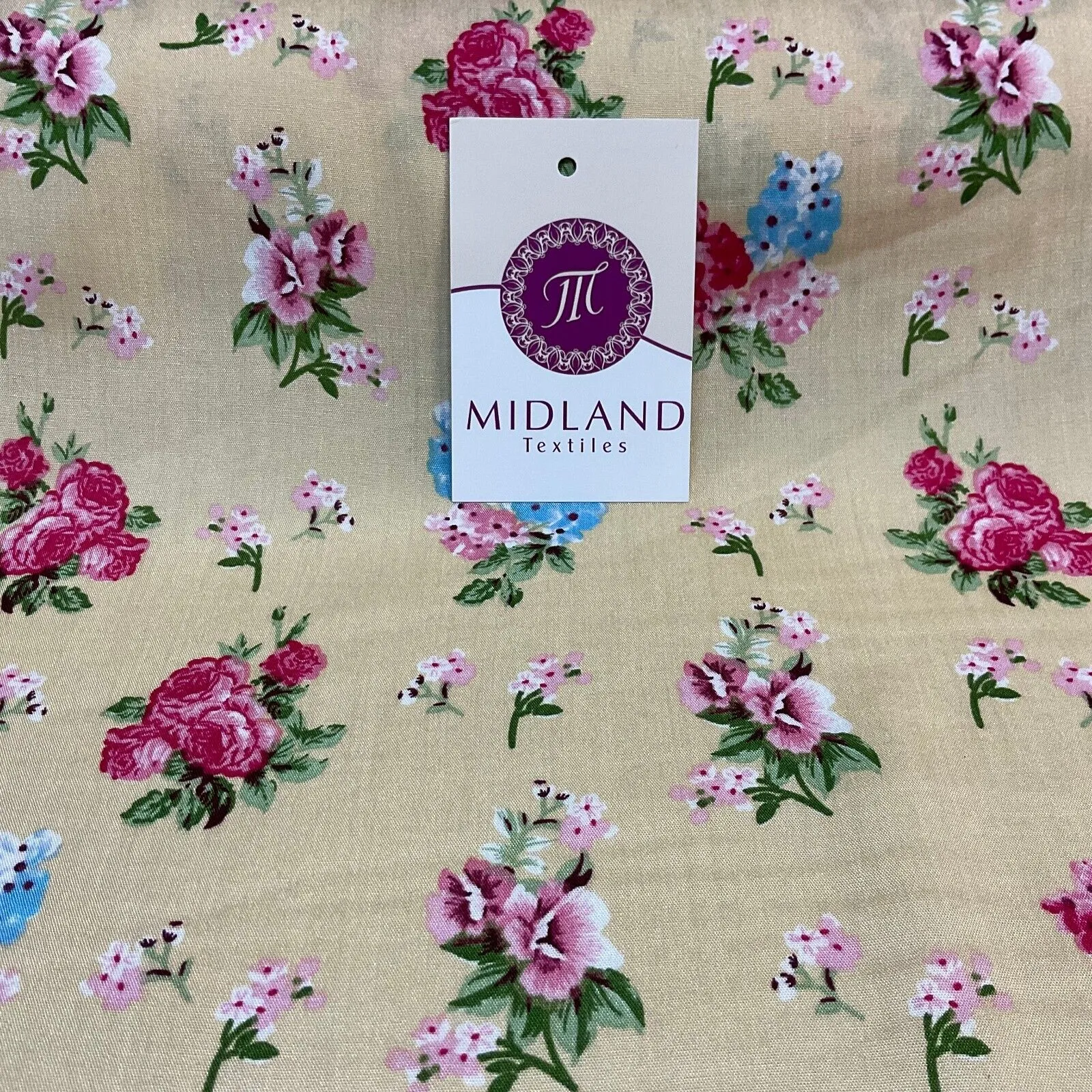 Rose Vintage Floral Poplin Viscose printed Dressmaking fabric M1754