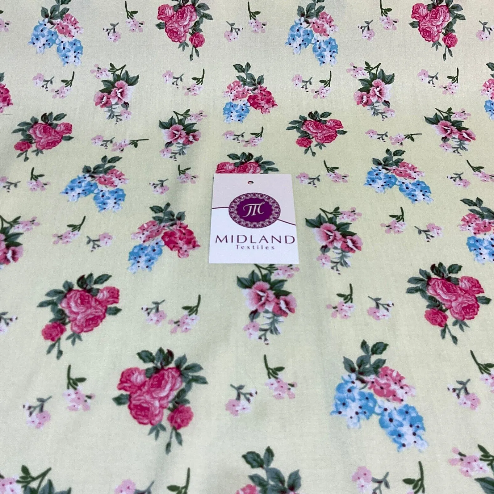 Rose Vintage Floral Poplin Viscose printed Dressmaking fabric M1754