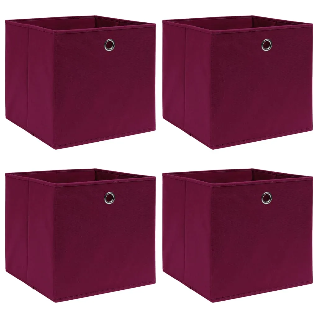 Storage Boxes 4 pcs Dark Red 32x32x32 cm Fabric