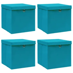 Storage Boxes with Lids 4 pcs Baby Blue 32x32x32 cm Fabric