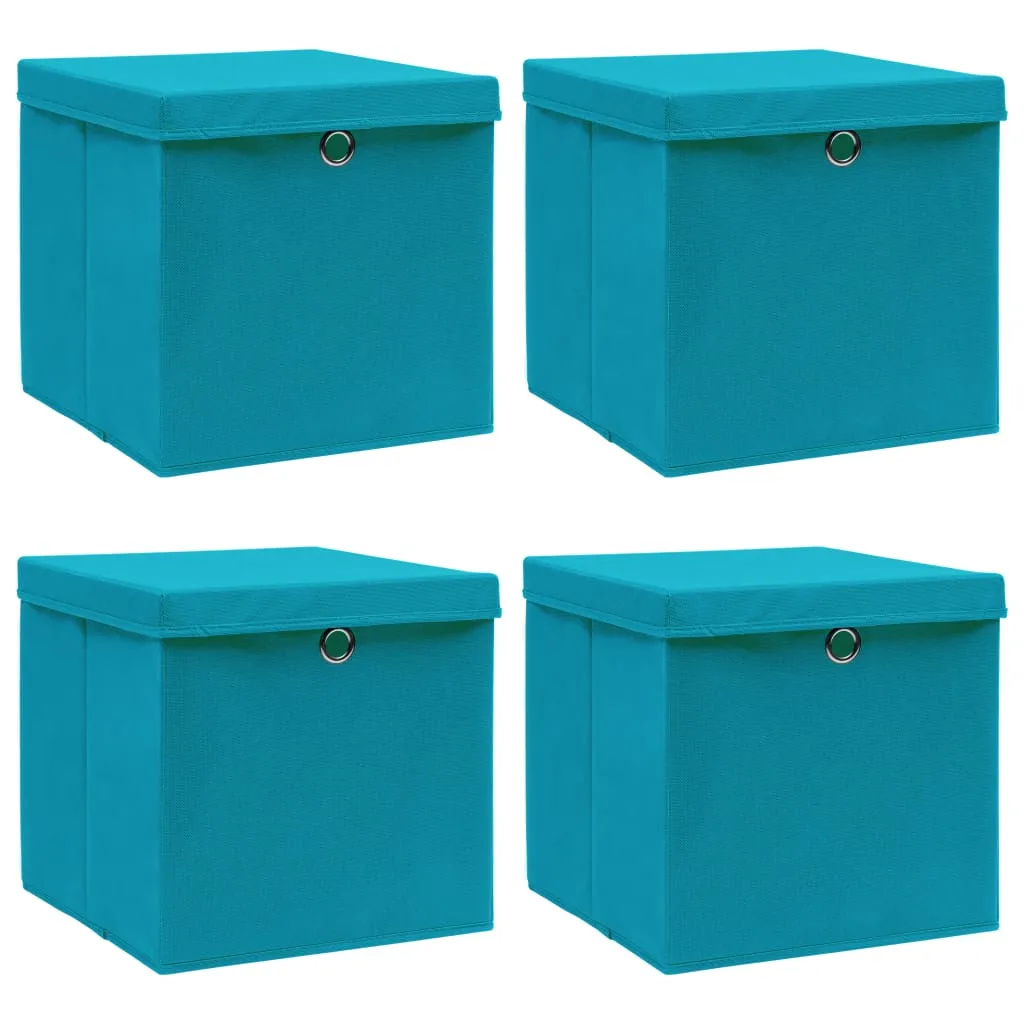 Storage Boxes with Lids 4 pcs Baby Blue 32x32x32 cm Fabric